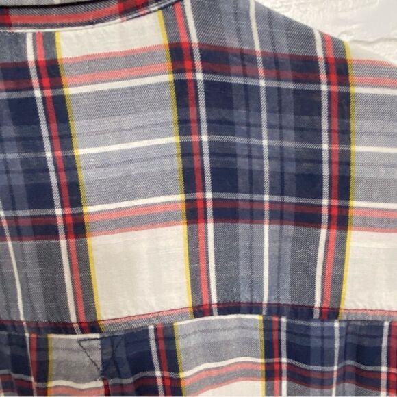 2/40$Aeo boyfriend fit button down shirt plaid blue white red small cotton blend - Picture 10 of 15